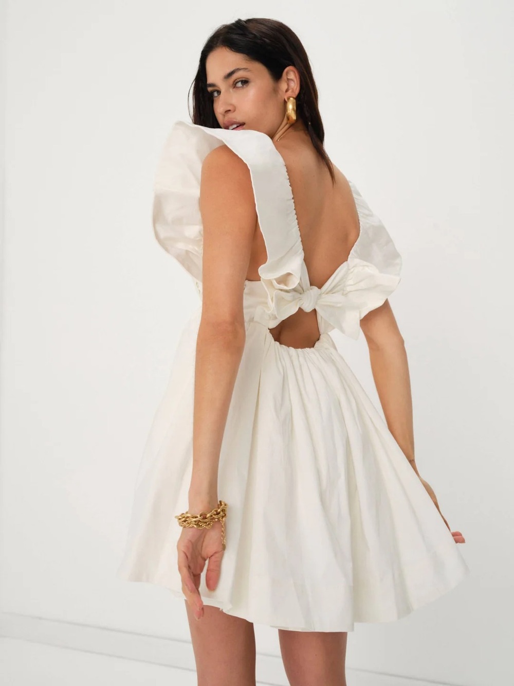 🍋For Love & Lemons Clementine Mini Dress Medium Poplin‎ Ruffle Cottagecore